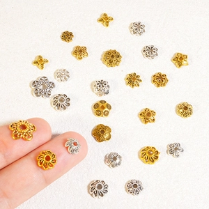 Mixed gold and silver flower spacer beads in vintage alloy for DIY jewelry crafting