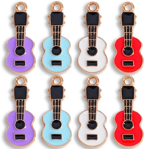 Pendentifs en Alliage Forme Guitare Émaillés Colorés Instruments de Musique pour Création Bijoux DIY Collier Bracelet Accessoires