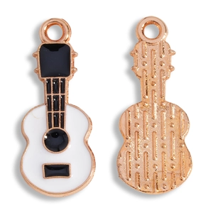 Pendentifs guitare en alliage or rose avec émail pour la création de bijoux