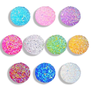 Lot de cabochons ronds en résine druzy 12mm en dix couleurs vives pour bijoux DIY
