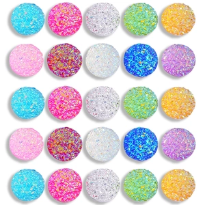 Cabochons en Résine Druzy Ronds Texture Pierre Concassée Patchs en Résine à Dos Plat pour Fabrication de Bijoux DIY Accessoires Vintage