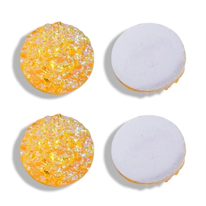 Vue détaillée de cabochons en résine orange de 12 mm avec dos plat pour bijoux artisanaux