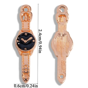 Detailed view of DIY alloy clock charms with enamel dial measuring 2.4cm by 0.6cm