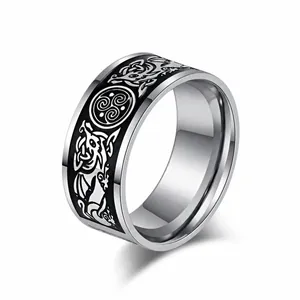 Noorse Viking Keltische Knoop Draak Roestvrij Stalen Ring Voor Heren Dames Vintage Punk Gothic Triskele Patroon Sieraden