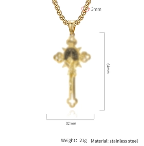 Detailansicht Goldkreuz-Anhänger, Maße 64x32mm und 3mm starke Kugelkette
