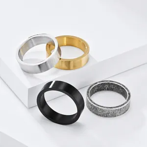 Bague en Acier Inoxydable Mat Brossé Minimaliste pour Homme Femme Unisexe Punk Gothique Bijoux de Mode Cadeau