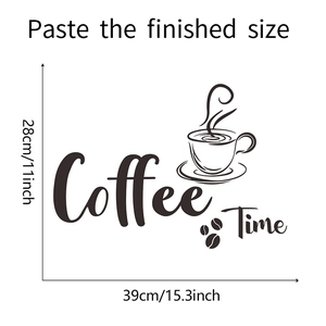 Detail of Coffee Time wall sticker with dimensions of 28x39 cm for kitchen and cafe decor
