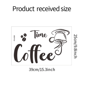 Detailed dimensions of Coffee Time wall sticker FX-A330 measuring 39cm by 25cm in layout