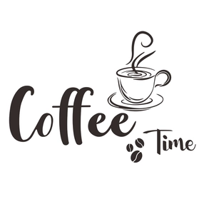 Creative Coffee Time wall sticker with cup and coffee beans for kitchen wall decor