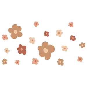 Minimalist hand-drawn floral wall decals in earthy tones for cozy home decoration