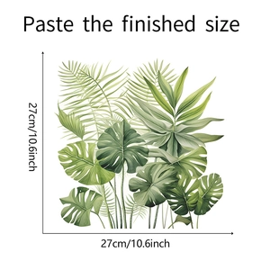 Detail view of tropical leaf wall sticker dimensions 27x27cm for bathroom decor