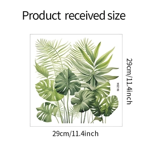 Detail showing tropical leaves wall sticker with dimensions 29cm x 29cm and M-294 code