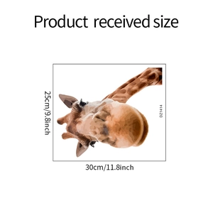 Detail showing giraffe head wall decal dimensions 30x25cm with model number DZ1414