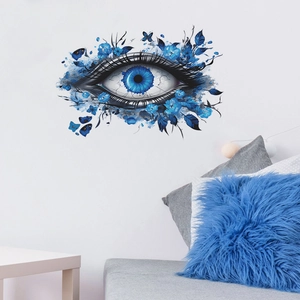 Creative Blue Eye Flower Leaf Butterfly Wall Sticker PVC Waterproof Art Decal For Living Room Bedroom Aesthetic Home Decor