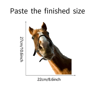 Detailed dimensions of realistic horse head wall decal measuring 22cm by 27cm