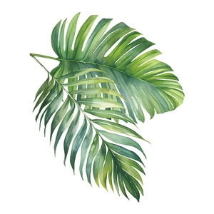 Waterproof tropical leaf toilet sticker with watercolor monstera and palm patterns