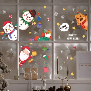 Stickers de fenêtre de Noël avec Père Noël, bonhommes de neige et rennes festifs