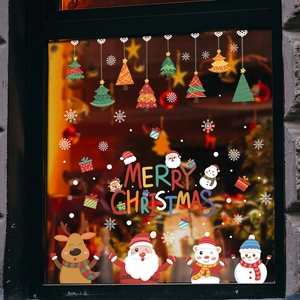 Detailed Christmas window stickers set with Santa, reindeer and Merry Christmas text