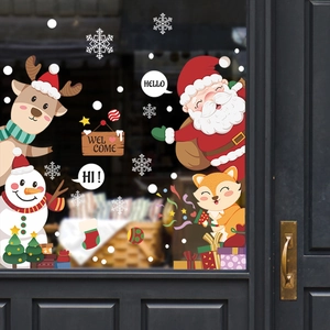 Reusable Christmas static window clings with Santa, reindeer and snowman decals