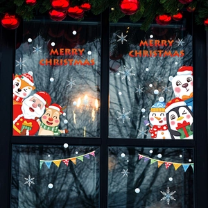 Adesivi natalizi per finestre con Babbo Natale, renne e decorazioni di fiocchi