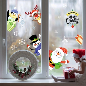 Adesivi natalizi per finestre con disegni di Babbo Natale, renne e pupazzi di neve