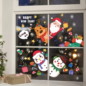 Autocollants de Noël pour fenêtre avec Père Noël et bonshommes de neige pour décor de vitres