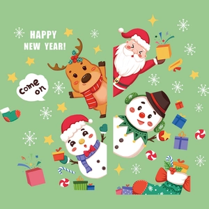 Stickers de Noël électrostatiques avec Père Noël, rennes et bonhommes de neige festifs