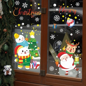 Merry Christmas electrostatic window stickers with Santa, reindeer and snowflake patterns