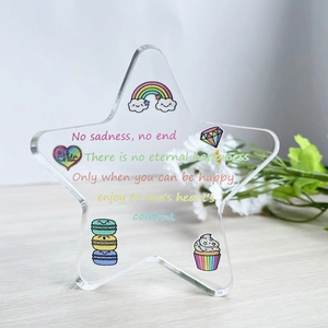 Acrylic Star Ornament Inspirational Quote Desktop Plaque Transparent Rainbow Cartoon Decorative Sign Office Home Decor Gift