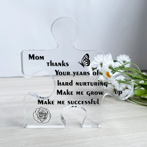 Acrylic Puzzle Piece Desktop Ornament Mom Thank You Message Heartfelt Gift For Mothers Day Modern Home Bedroom Decoration