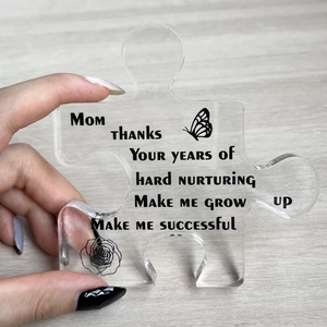 Acrylic puzzle-shaped gift for Mother's Day with butterfly and rose floral patterns