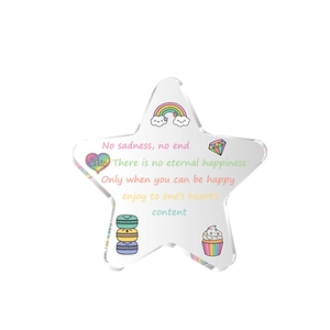 Star-shaped acrylic table plaque with colorful cartoon prints and motivational quotes