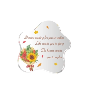 Cloud-shaped clear acrylic desk ornament with floral print and inspirational quotes