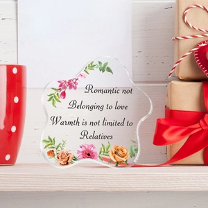 Acrylic Irregular Valentine's Day Ornament Transparent Floral Printed Souvenir For Bedroom Living Room Table Decor Gift