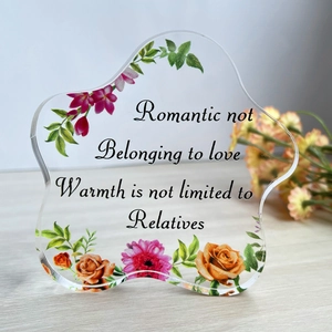 Irregular star acrylic plaque with floral print and sentimental text for home decor