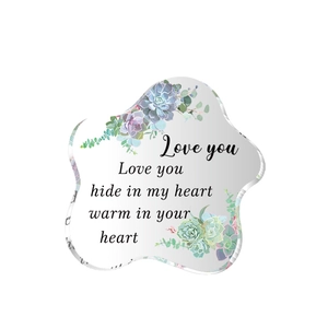Star-shaped acrylic ornament with succulent print and heart-warming quote for home decor