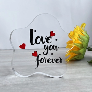 Décoration de table en acrylique en forme de fleur avec texte Love you forever
