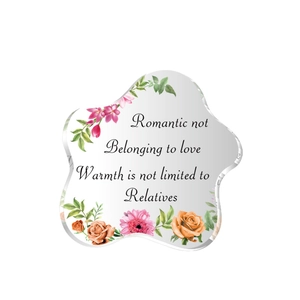 Irregular acrylic floral plaque decoration with warm quote and orange flowers