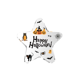 Décoration d'Halloween en acrylique en forme d'étoile avec citrouille et texte