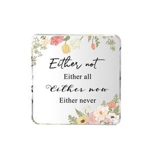 Square acrylic desktop ornament with floral patterns and motivational quote