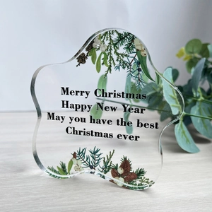 Irregular Acrylic Christmas Plaque Merry Christmas Desktop Decoration Festive Botanical Ornament For Home Tabletop Gift