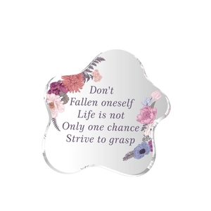 Targa decorativa in acrilico irregolare con motivi floreali vintage e frasi motivanti