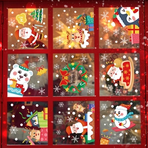 Christmas Santa snowman window stickers with reindeer and polar bear holiday decor