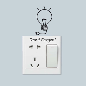 Sticker mural créatif avec ampoule et phrase Don't Forget pour interrupteurs