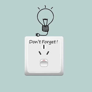 Sticker mural créatif ampoule noire avec rappel Don't Forget pour décoration d'interrupteur