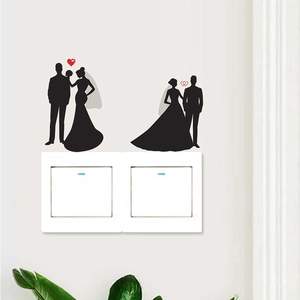 Stickers muraux romantiques silhouette noire pour interrupteur et décoration intérieure