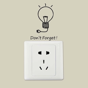 Sticker mural ampoule avec texte Don't Forget pour décor d'interrupteur