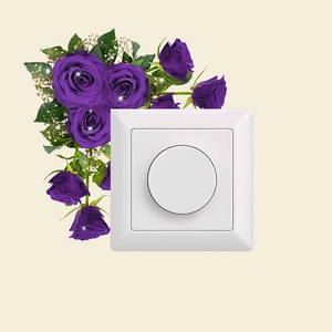 Classic white rotary dimmer switch with square flame-retardant PC panel and matte finish