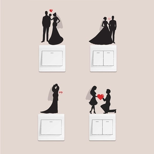Stickers romantiques en silhouette noire pour interrupteurs de chambre et salon élégant