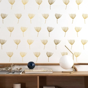 Stickers Muraux Pissenlit Feuille de Ginkgo Or Moderne Minimaliste PVC Auto-adhésif Pour Salon Chambre Décoration de la Maison